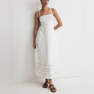 Madewell White Eyelet-Hem Linen Maxi Dress